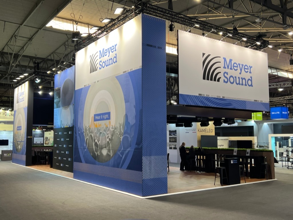 Completed exhibit with large-format printed fabric graphics